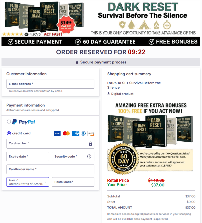Dark Reset Checkout